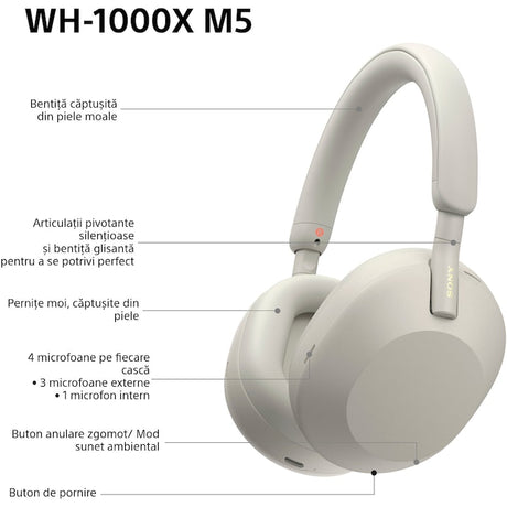 Sony WH-1000XM5P vezeték nélküli fülhallgató, Noise Cancelling, Bluetooth 5.2, Smoky Pink