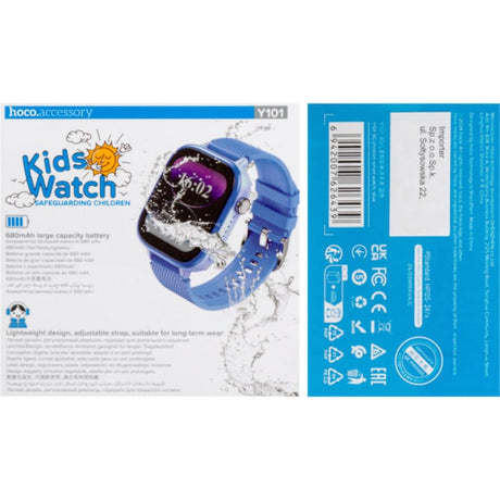 HOCO Y101 Okosóra, Gyerekeknek, 680mAh, 1,83 hüvelykes Kijelző, 4G Kártya, BT Hívások és GPS, 1GB RAM + 16GB ROM, Szilikon Szíj