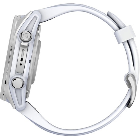 Garmin fenix 8, 43 mm, AMOLED, üveg, rozsdamentes acél, ezüst, fehér szilikonszíj - Multisport okosóra