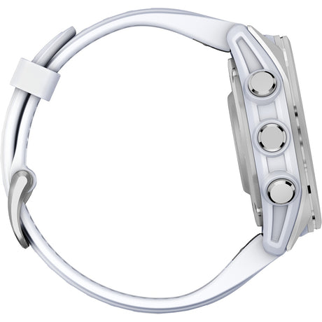 Garmin fenix 8, 43 mm, AMOLED, üveg, rozsdamentes acél, ezüst, fehér szilikonszíj - Multisport okosóra